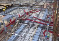 bouwplaats: vlechters en installateurs 2e verdiepingsvloer