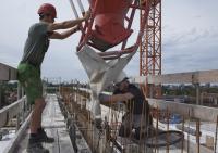 bouwplaats: constructie 7e verdieping, dag 1
